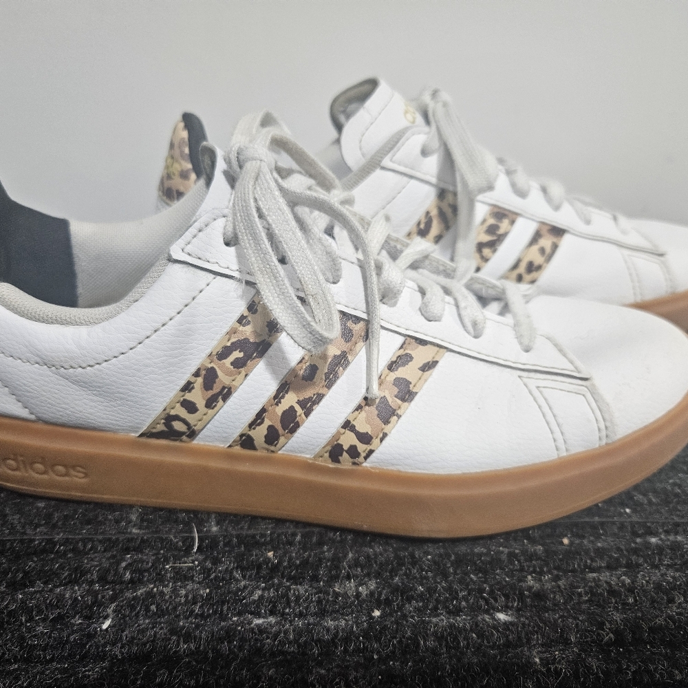Ladies Adidas Grand Court with Cheetah stripes